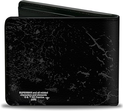 Miniatura 2 de Buckle-Down Billetera de DC Comics para hombre, plegable, Superman The Original Man of Steel Badge negro, rojo, amarillo, cuero vegano, 4.0 x 3.5