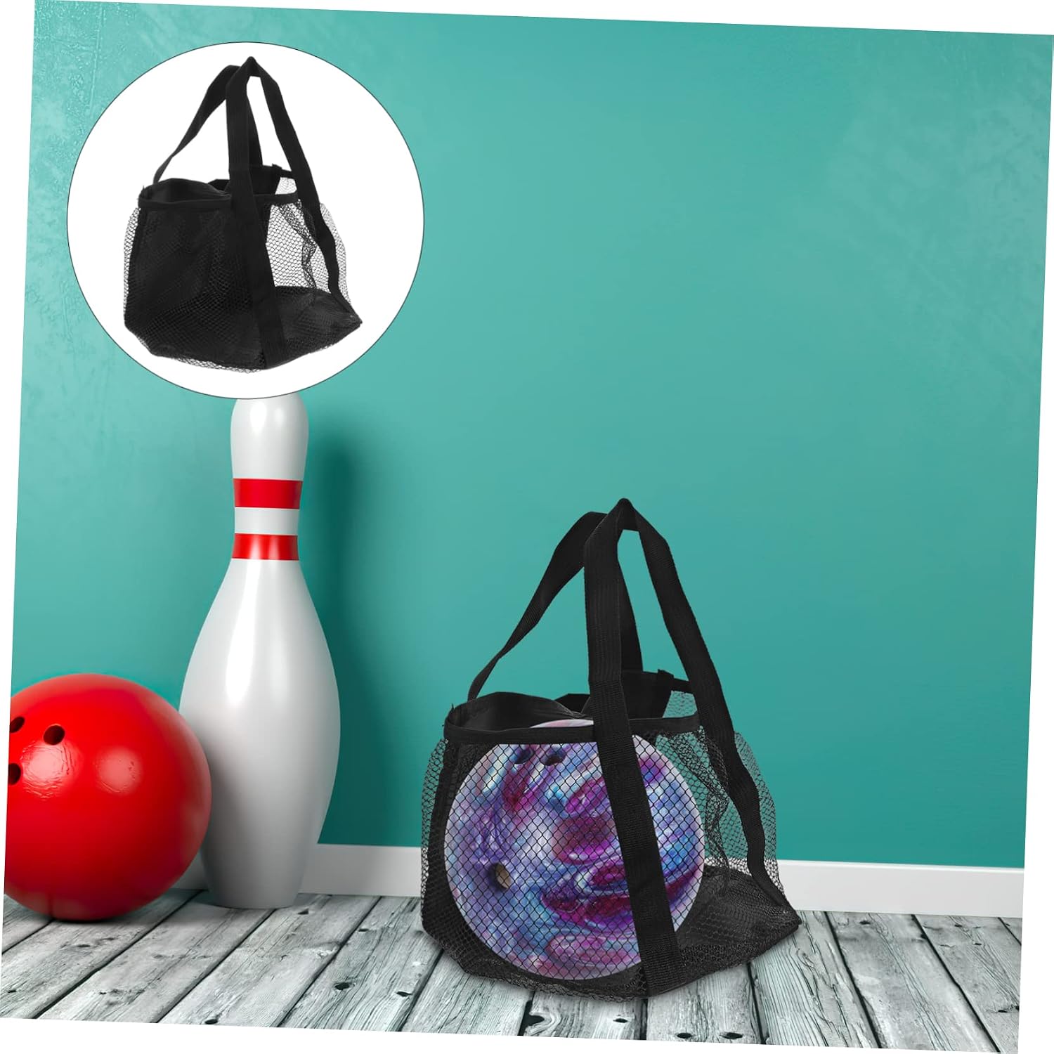 KOMBIUDA Single Bowling Ball Carrier Bag Durable Mesh Design Sports Tote for Outdoor Use Large Capacity for Various Balls Convenient and Practical Bowling Pouch for Gym and Games