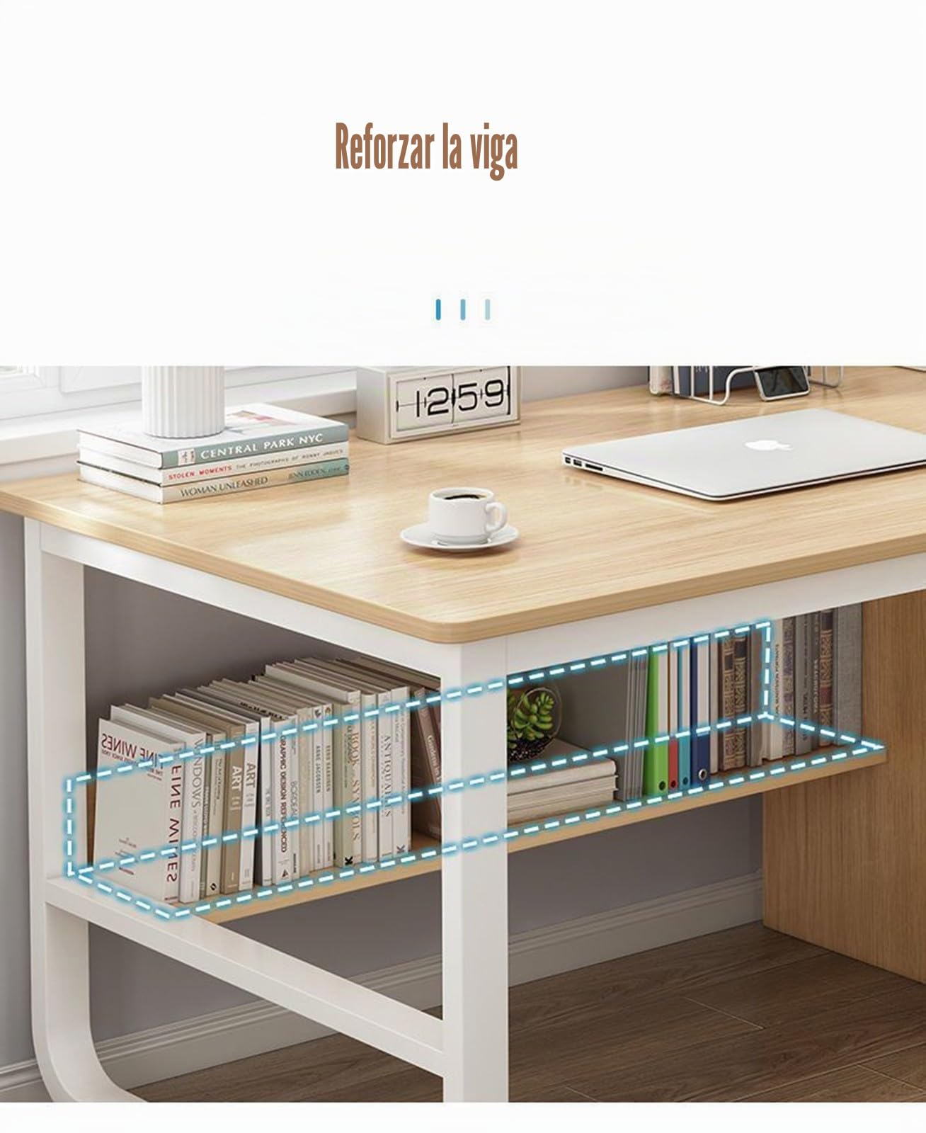 Escritorio De Ordenador Escritorio De Computadora con Compartimentos Y 3 Cajones Estación De Trabajo para Oficina En Casa Escritorio Elegante Y Funcional A,140CM