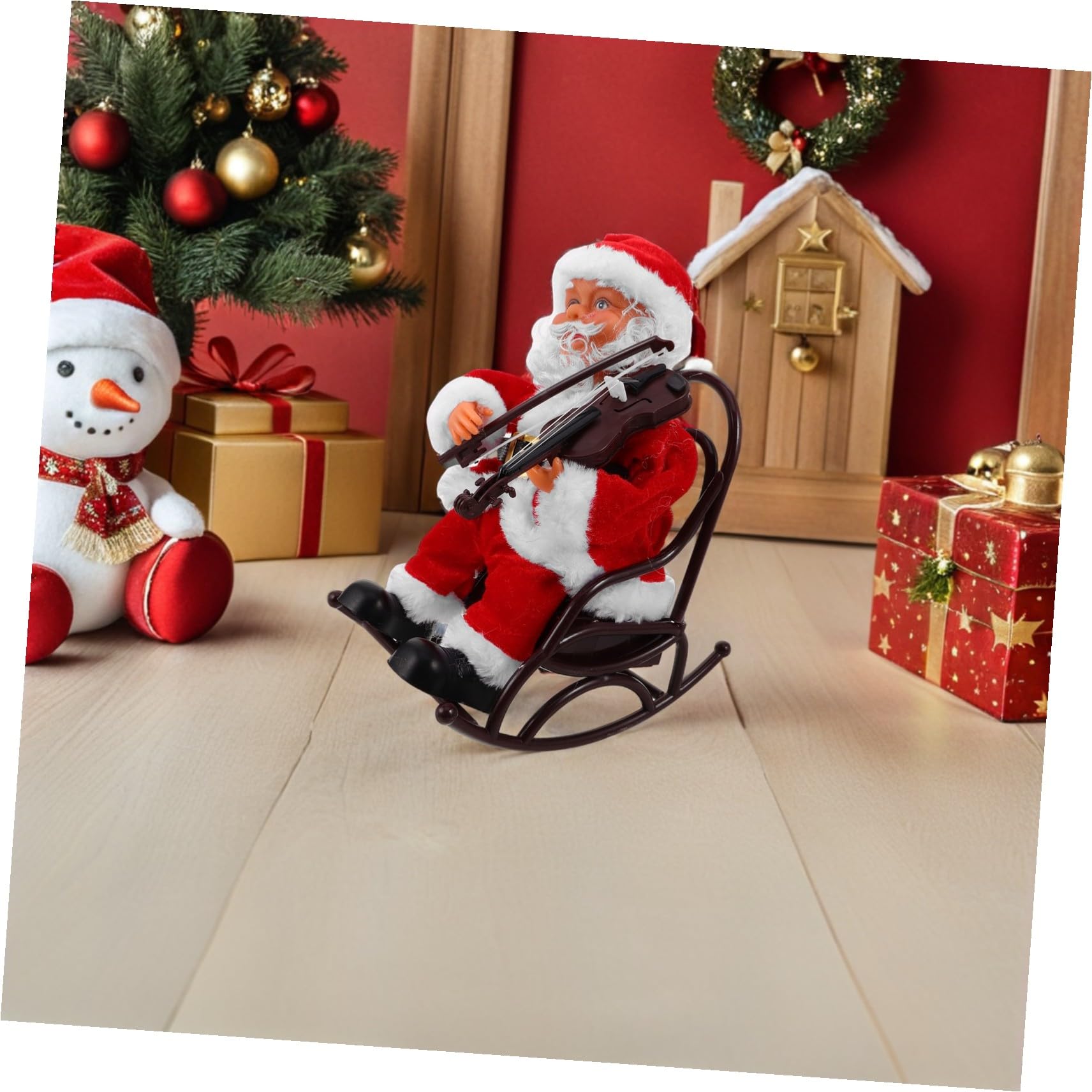 ERINGOGO Jouet Père Noël Électrique Et Musical pour Fêtes De Noël sur Fauteuil Roulant en Plastique Solide Décoration Festive pour Garçon Et Filles Et Adultes