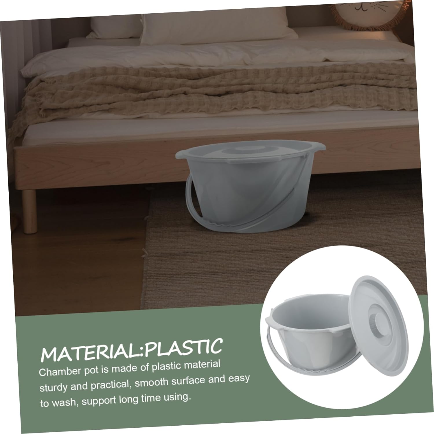 Portable Night Spittoon with Handle Thickened Adult Chamber Pot for Elderly Lightweight Urinal for Convenient Use Travel for Adults and Pregnant Women