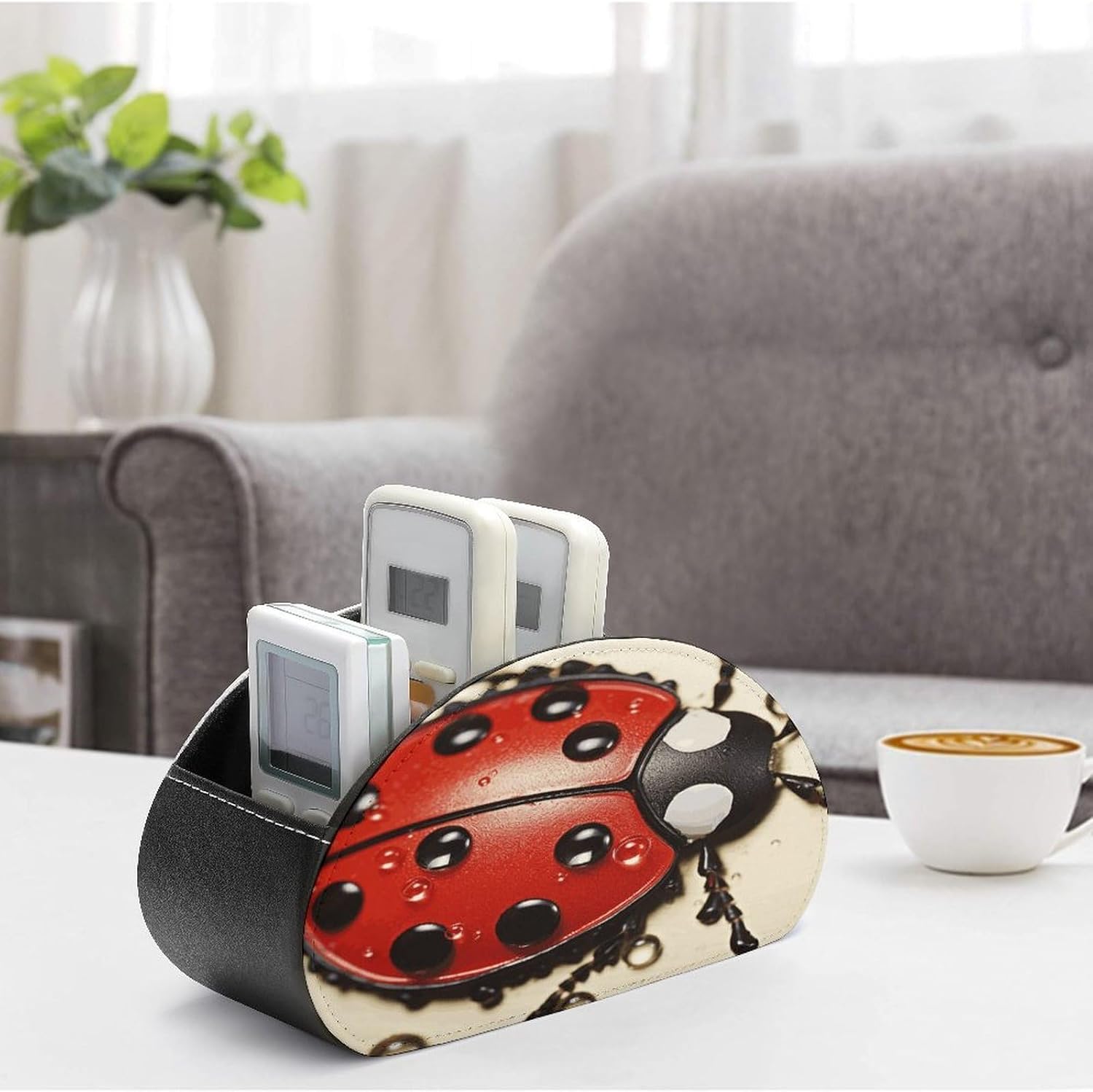 TV Remote Control Holder, 5 Compartments, Beautiful Ladybug image 4