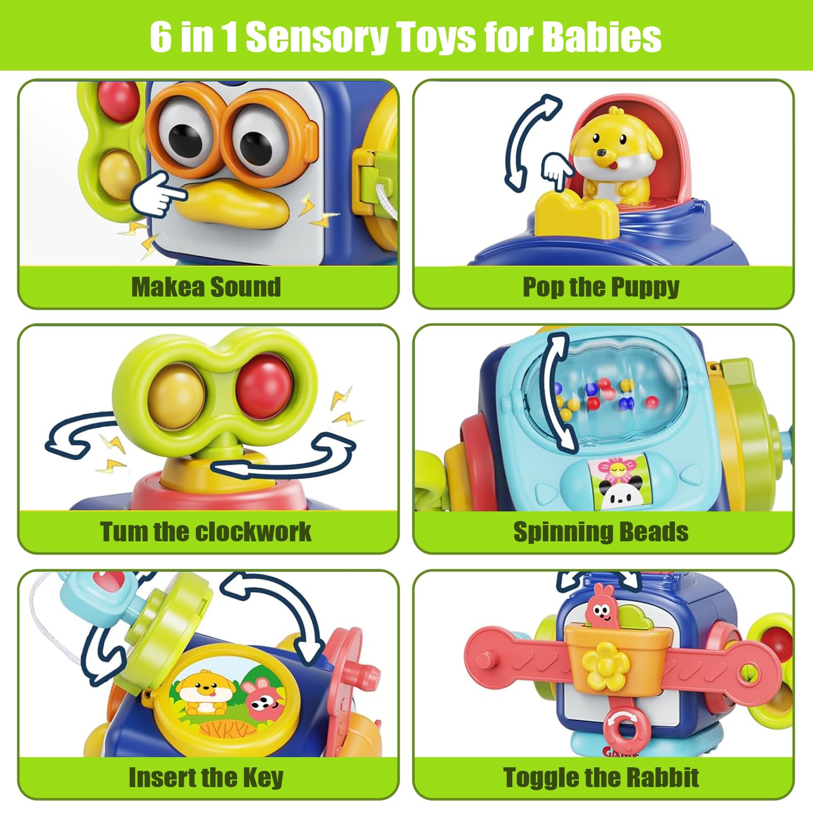 Activity Cube Sensory Toys, Montessori Toys for 1 Year Old Travel Toys for Toddlers on Plan Educational Learning Toys - Image 2