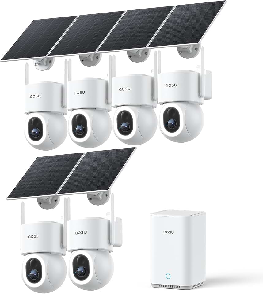 aosu D1 Max, 6-Cam Kit, 4K Solar Security Cameras System Wireless Outdoor