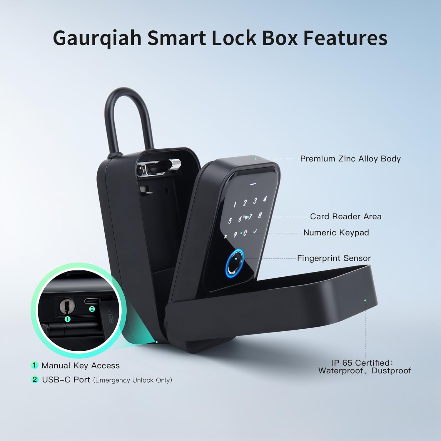 Smart Key Lock Box, Fingerprint, G2 Gateway Remotely Control，TTLock APP Control, Ekey, Passcode, Access Card, Bluetooth Unlock for Convenient Home, Airbnb, Realtor, Office