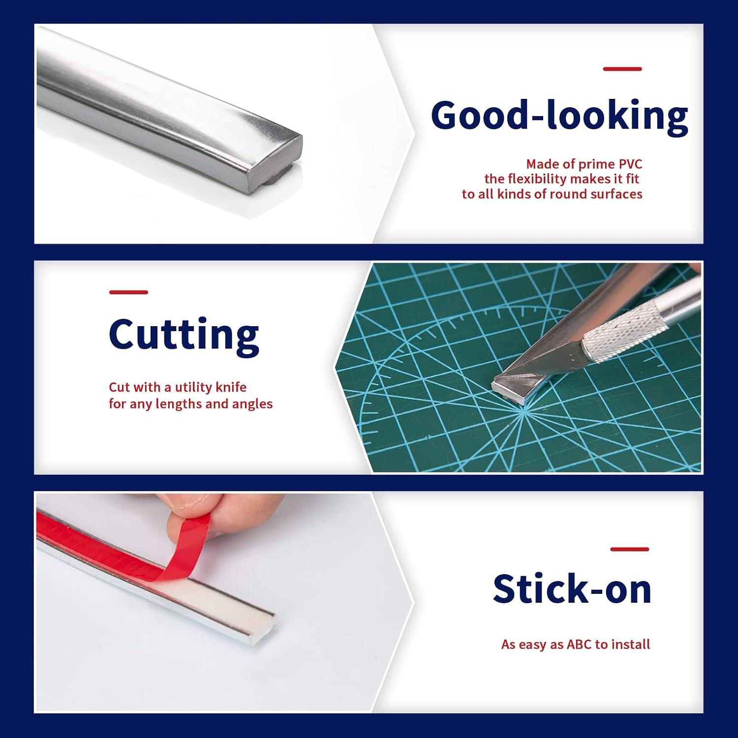 Art3dwallpanels 30 Ft Stainless Steel Color Peel and Stick Trim for Backsplash Tile Edge, Self-Adhesive Flexible Trimming for Corner Decor