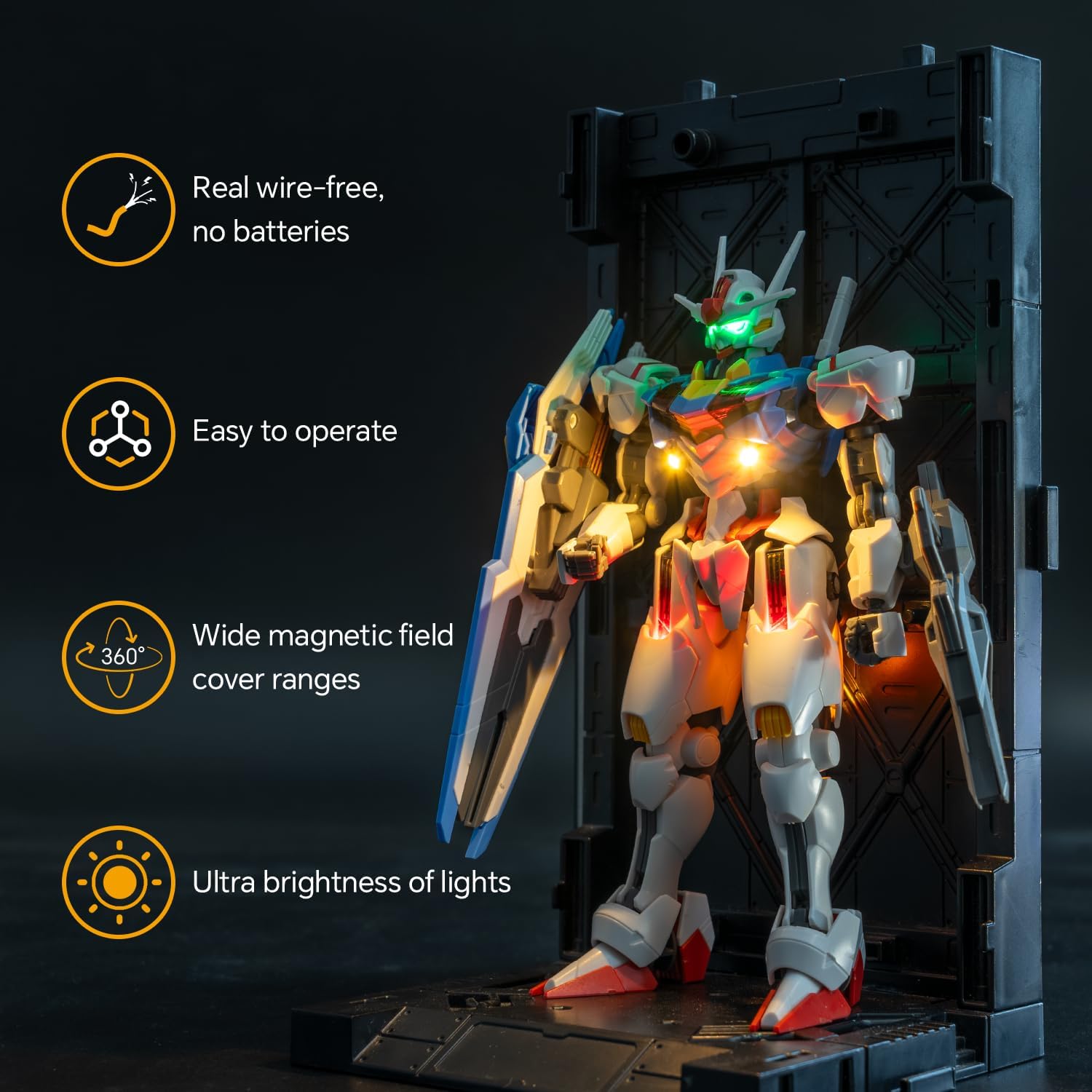 LBASE GEN 5th Wireless Led Light Set Compatible for Gundam Aerial HG 1/144 Model Kit, Wireless Induction LED Lamp Beads, Model Add Lights