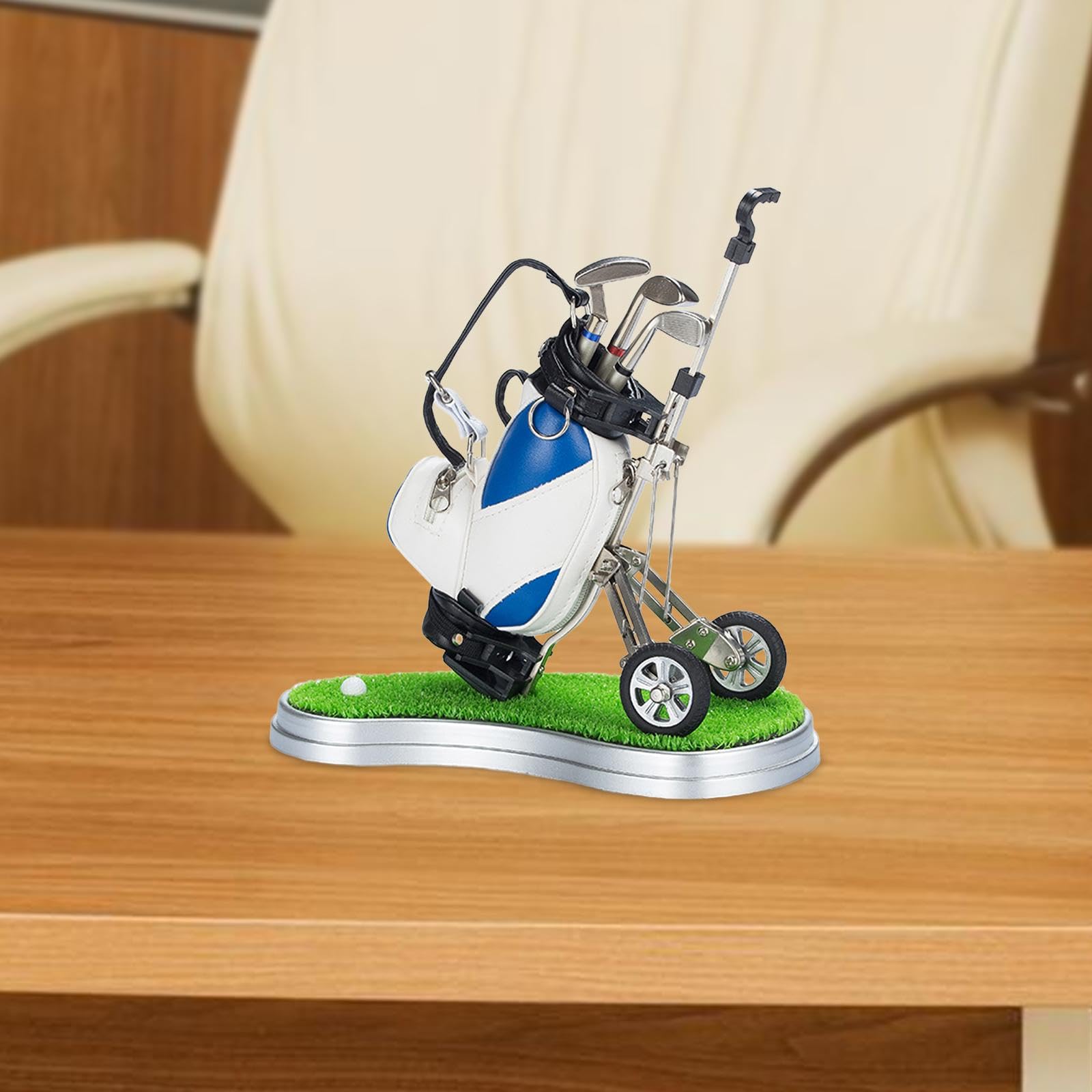 Porte-Stylo pour Mini-Sac de Golf avec Club Inclus. Finition Verte. Idéal pour Un Bureau Ou comme Cadeau de Club.