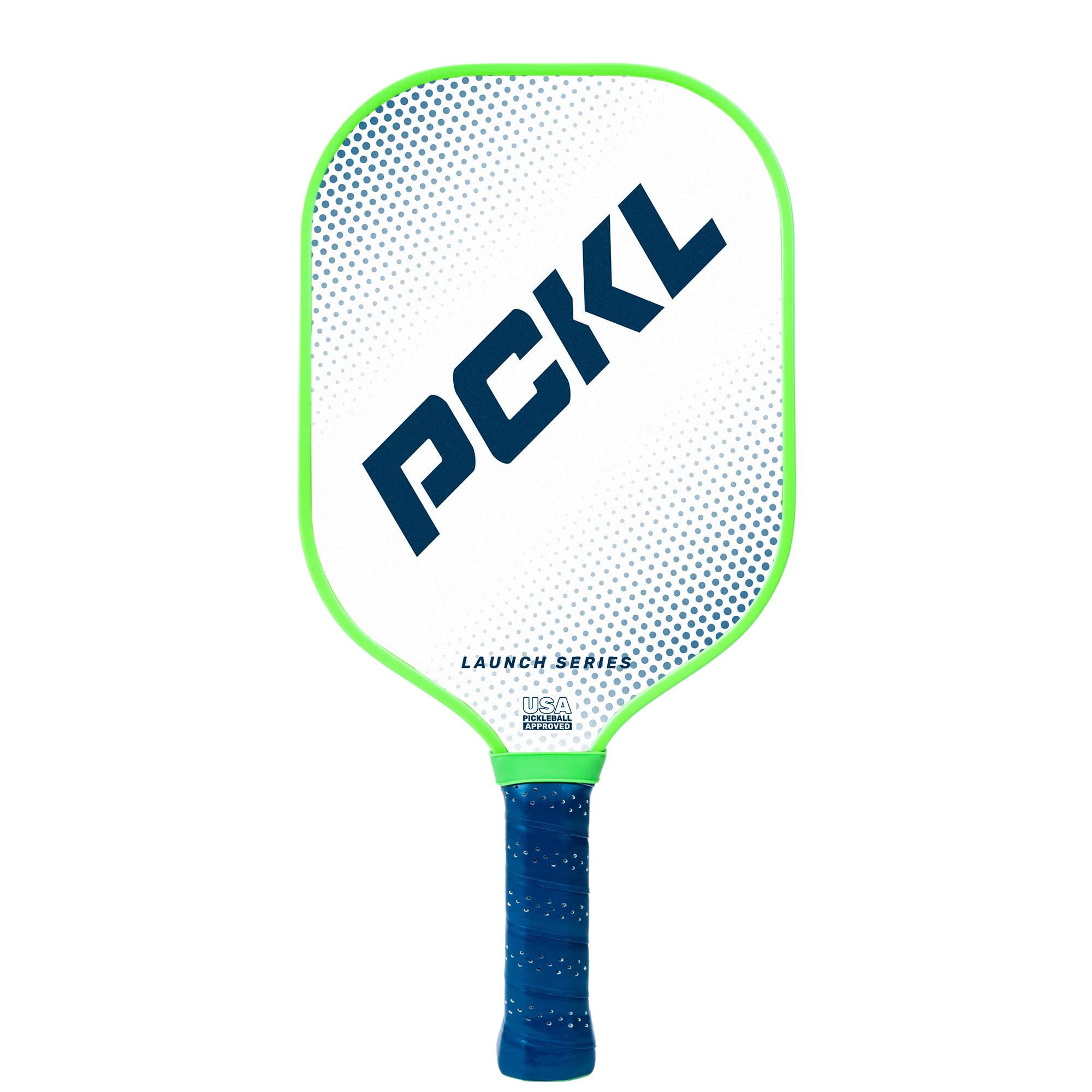 PCKL Launch Series Pickleball Paddle Racket | USA Pickleball Approved (USAPA) | Fiberglass Face with Large Sweet Spot | Honeycomb Core (White)