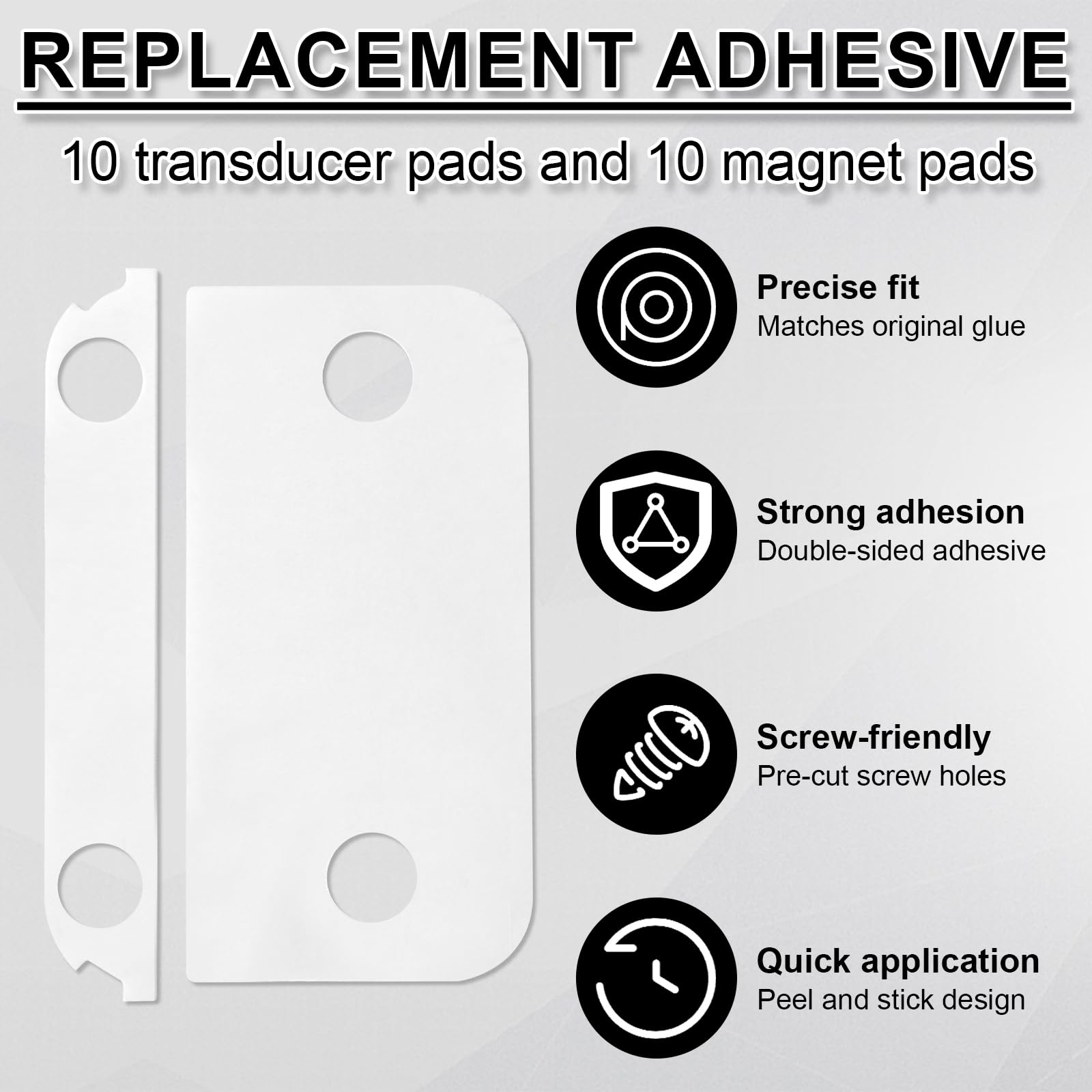 BOXOB 10 Paia Adesivi per Trasduttore Ring, Pads Doppia Faccia Resistente Nastro Sostitutivo per Sensore di Contatto Magnete Facile Installazione (2a Generazione)