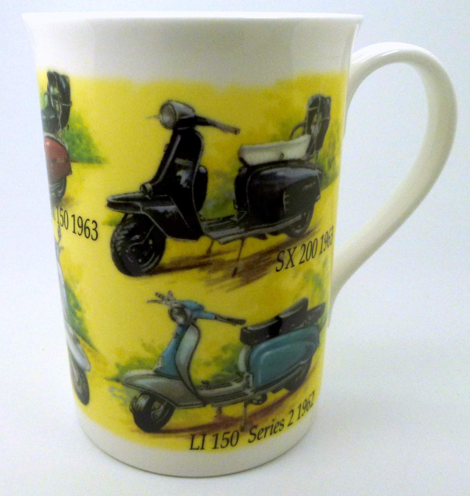 CLASSIC LAMBRETTAS FINE BONE CHINA MUG FEATURING 6 DIFFERENT LAMBRETTAS the Grand Prix 200 2007 LI 125 Series 2 1959 SX 150 1963 LI 125 1961 SX 200 1963 LI 150 Series 2 1962