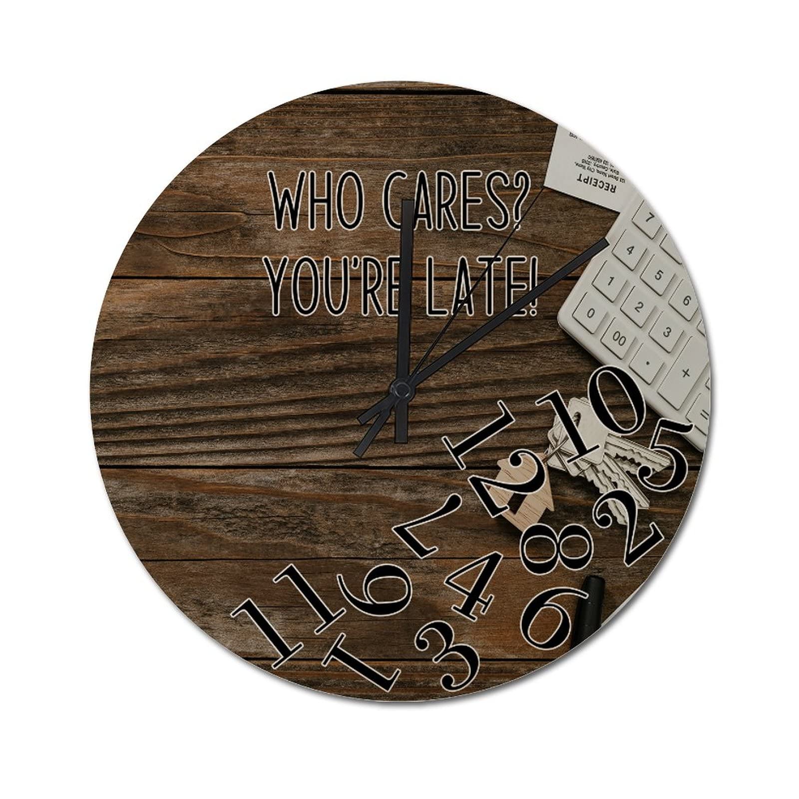 Horloge ronde rustique en bois effet craquelé de 38 cm silencieuse