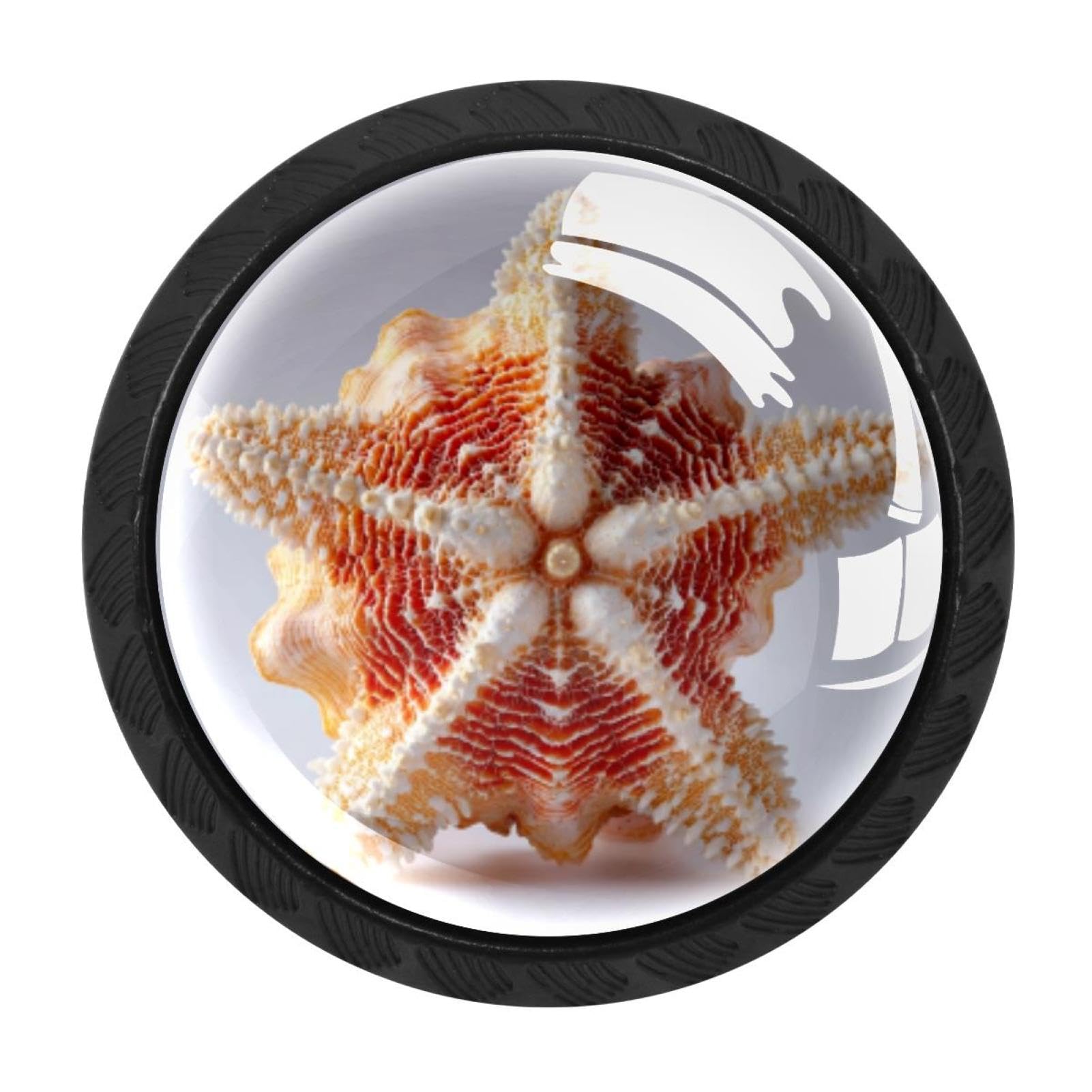 CHENZZZZ 4 Pack Round Cabinet Knobs for Kitchen Bathroom Closet Dresser Cabinets, Starfish Coral Shell (2)