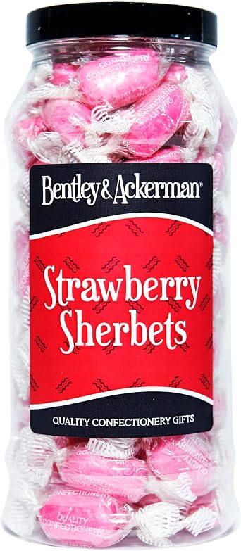 Strawberry Sherbets Sweets - (450g) Original Retro Boiled Sweets Gift Jar By Bentley & Ackerman's Sweet Shop.