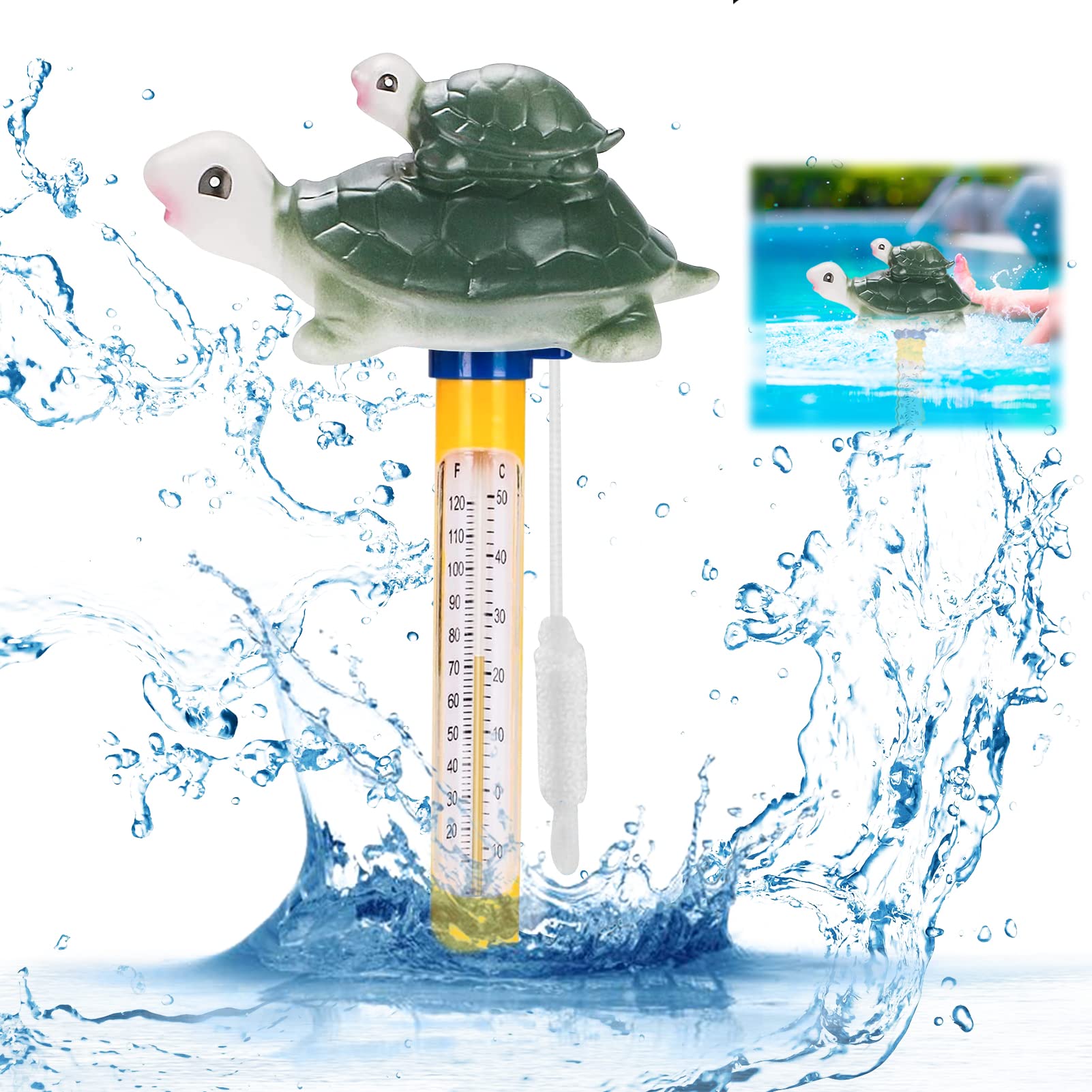 Termómetro flotante para piscina, termómetro de temperatura de agua, termómetro de piscina con cuerda, para piscinas interiores y exteriores, acuarios, estanques de peces (B)