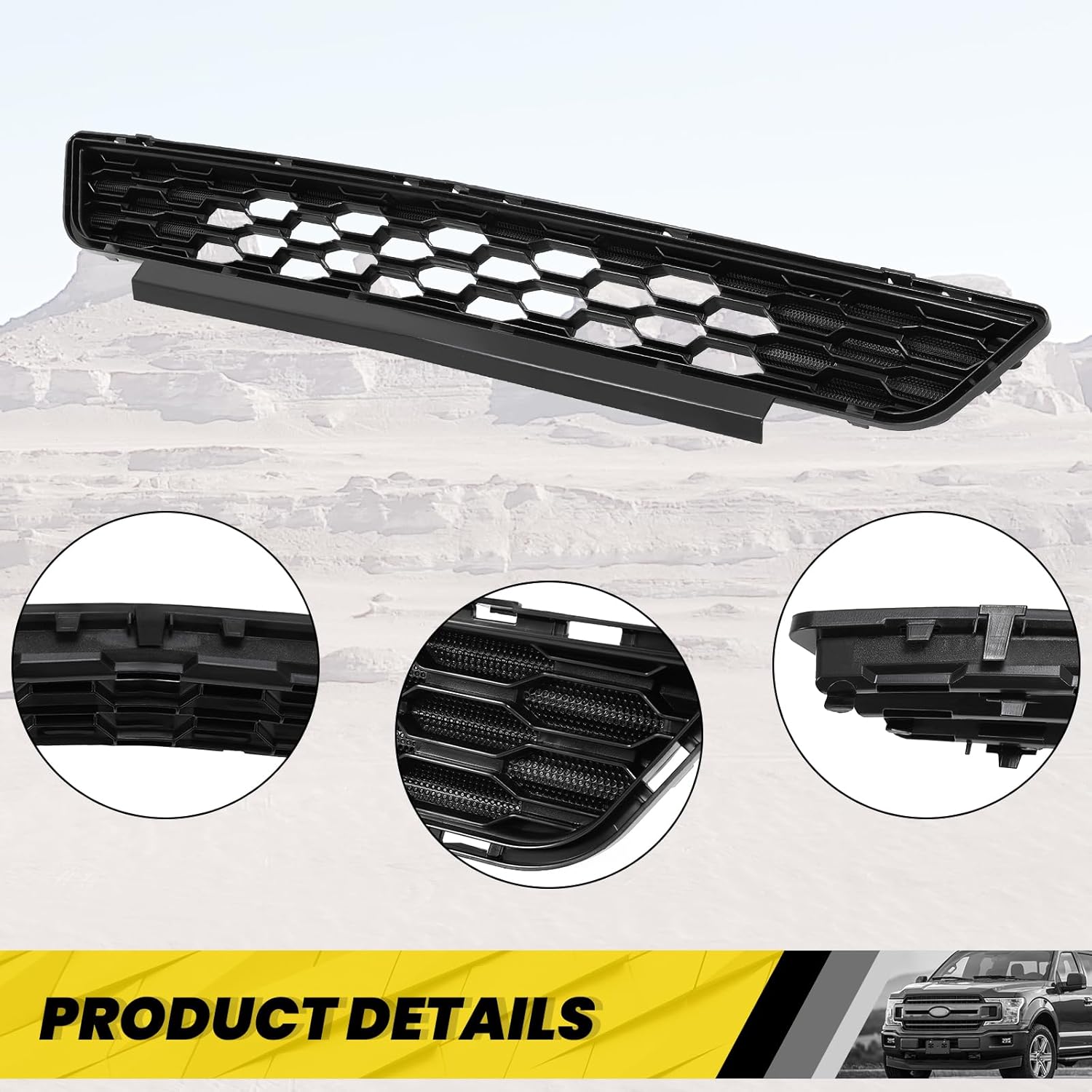 KUAFU Lower Radiator Front Grille Grill Compatible with 2015-2017 Ford Mustang Replacement for FR3Z-17K945-BA FO1036168 Black