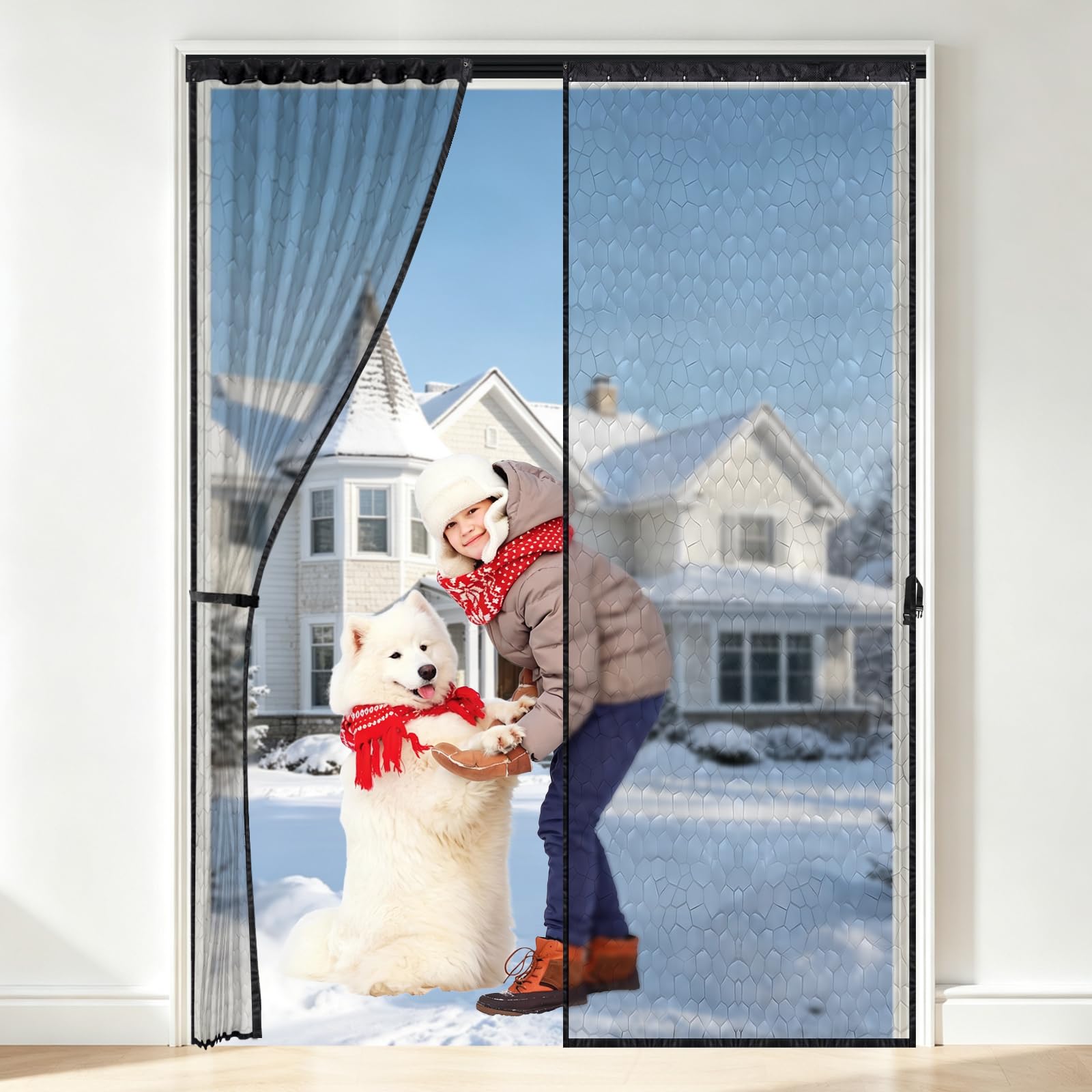 Magnetic Thermal Insulated Door Curtain, Retractable Sliding Door Cover
