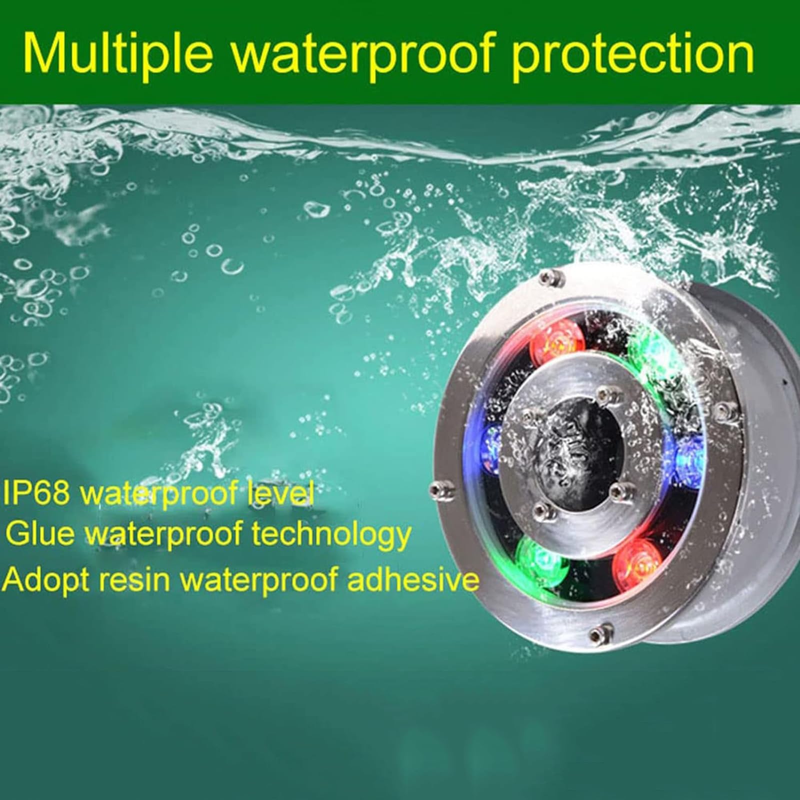 Lampada Per Piscina, Luce Per Piscina a LED RGB, Cambio Colore Automatico E Alta Luminosità, Grado Di Impermeabilità IP68 E Vetro Temperato Ad Alta Durezza, Per Fontana, Illuminazione Subacquea
