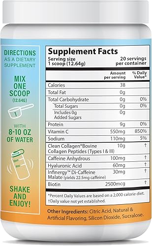 Miniatura 2 de ABOUT YOUR COLLAGEN Peptide Energy - Colágeno en polvo para cabello, uñas, piel, tipo I y III, cafeína para energía, vitamina C, biotina, ácido