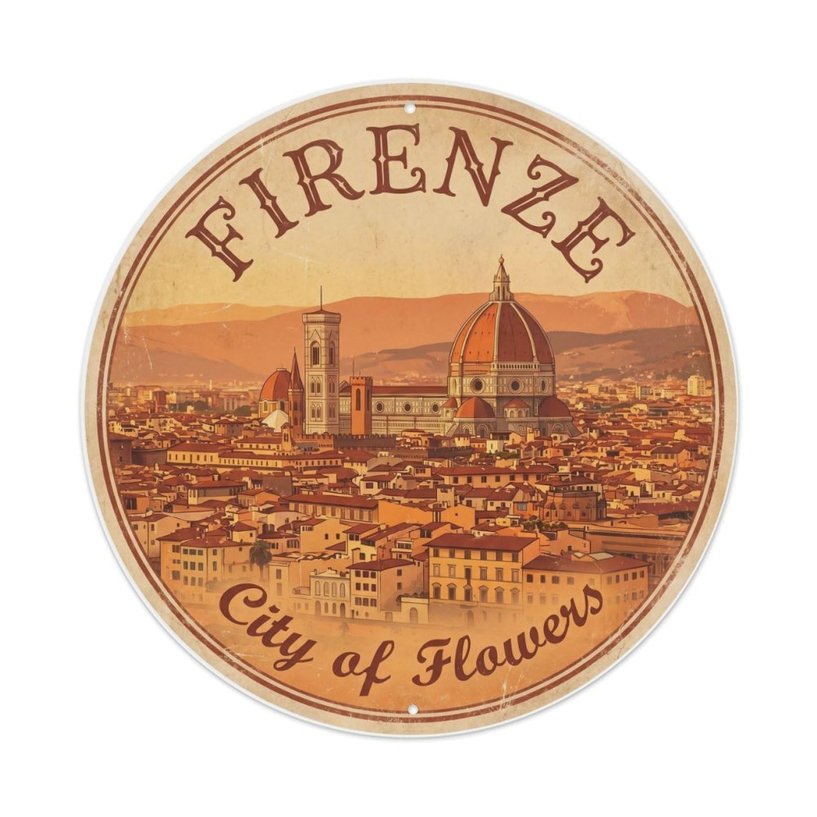 Fqnyr Style Vintage Travel Florence Duomo Skyline Metal Tin Sign