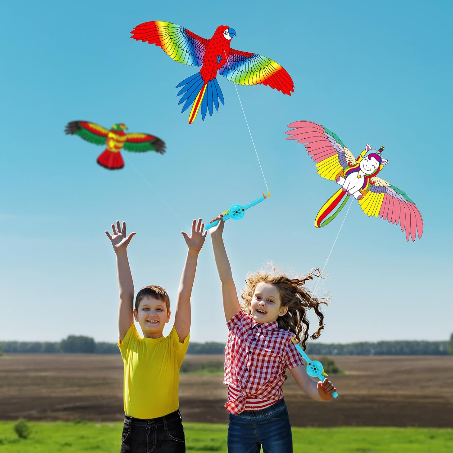 10 Pcs Fishing Rod Kite for Kids, Vivid Butterfly Swallow Parrot, Easy to Fly, Swallows, Bald Eagles, Magpies Kites for Family Adults Spring Outdoor Beach - Image 7