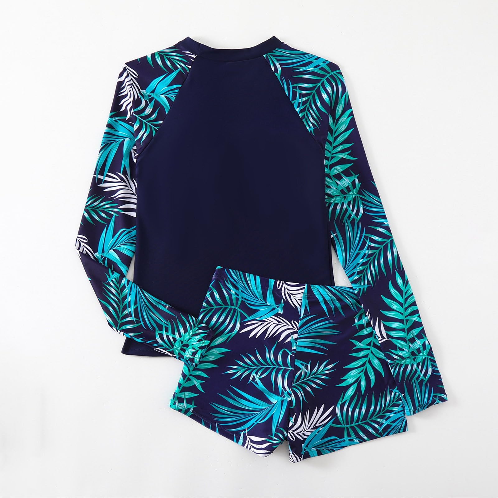 Generisch 2026 Trajes de baño para mujer Traje de baño Rashguard de dos piezas para mujer, manga larga, UPF 50+, bañador con parte inferior Boyshort-short