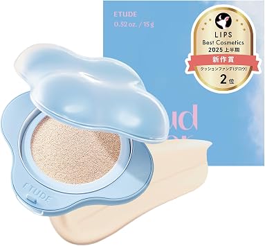 ETUDE Cloud Filter Cushion, 0.5 oz 15 g x1 SPF42 PA+++ Cushion Foundation, Semi-Glossy Skin, Color Control, Transparent, Lightweight Porcelain Natural Skin Color, 0.5 oz 15 g