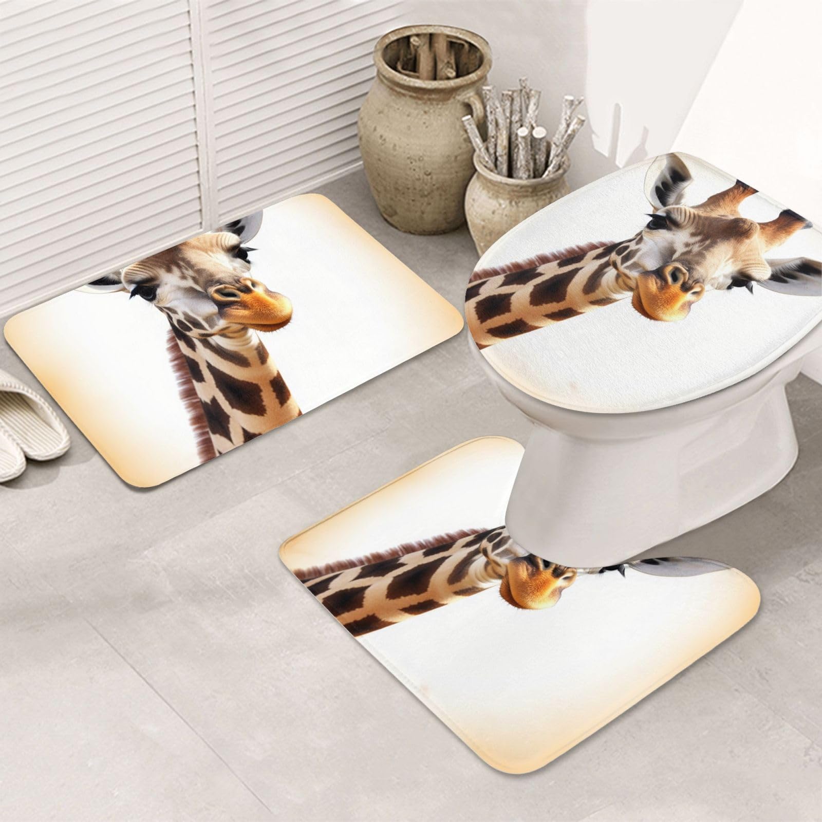 Tapis de bain motif girafe absorbants pour sécuriser la douche des enfants