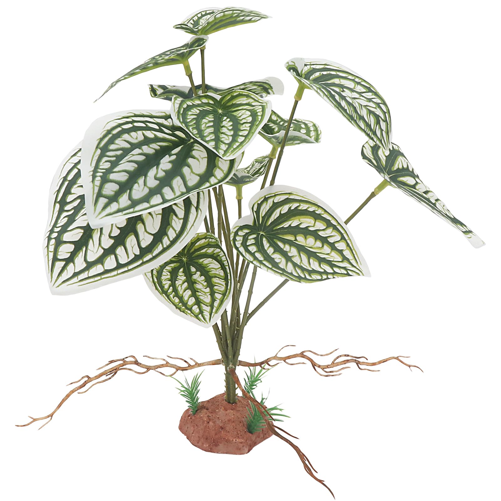 AQUA KT Reptile Tree Plant Rain Forest Style Watermelon Leaves for Amphibian Lizard Leopard Chameleon Frog Terrarium Habitat Decoration