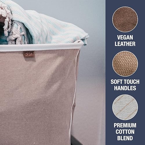 Miniatura 6 de CleverMade LUXE Mocha - 2 cestas plegables para la ropa sucia, 60 litros (16 galones) + organizador plegable para la ropa, LUXE Mocha 2 unidades  64