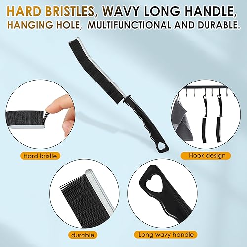 Miniatura 5 de Juego de 12 cepillos de limpieza de hendiduras de cerdas duras, cepillo multifuncional para limpieza de huecos de baño, herramientas de limpieza de