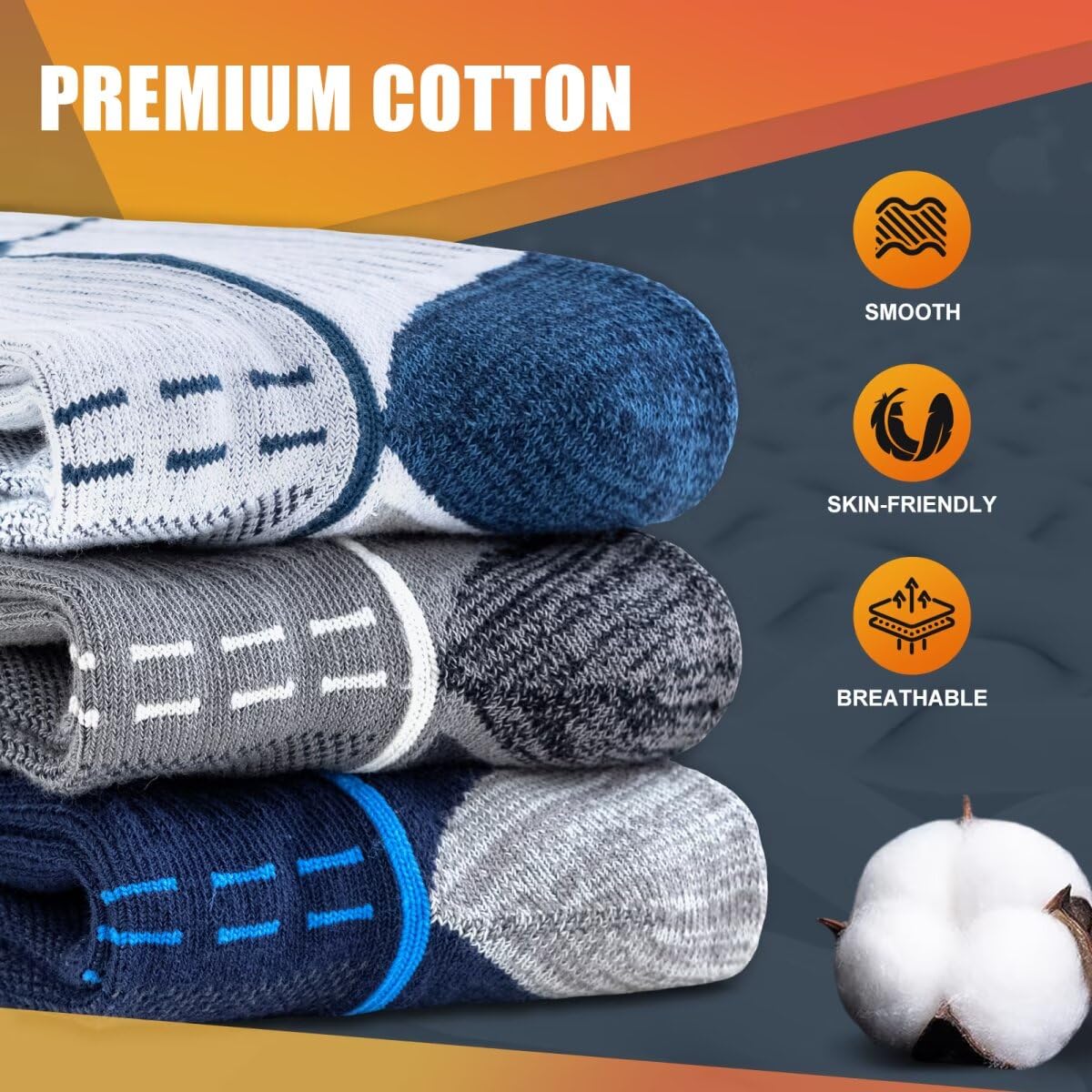 Circorld Calzini Uomo, Anti-Vescica Calze Trekking Uomo Donna, Calze Sportive Cotone, Calze Spugna Running, Calze Ciclismo, Calze Lavoro, 3 Paia