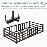 Montessori łóżko podłogowe, 90 x 200 cm, z ochroną przed upadkiem i stelażem, obciążenie do 200 kg, dla chłopców i dziewczynek, łatwe w montażu i stabilne, czarne