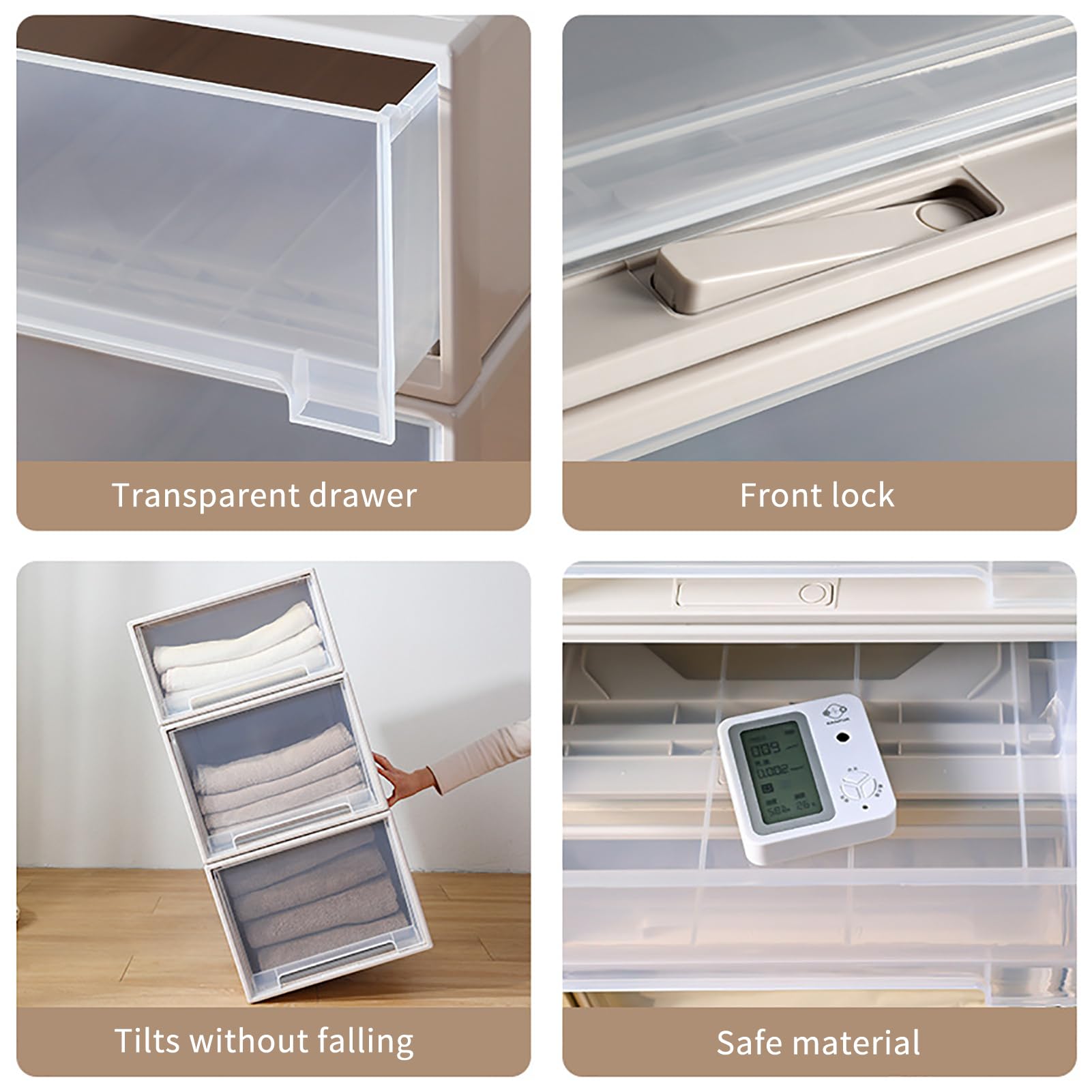 Cajones de almacenamiento para ropa, cajones de almacenamiento apilables de plástico con diseño transparente para organizar manualidades de oficina y artículos del hogar, 5,5 L