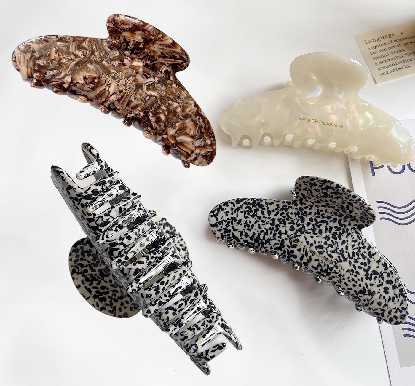 Wenlly large tortoise shell claw clip, 4.1 Inch cellulose acetate hair claw clips, marble non-slip strong hair hold barrettes for women and girls, coffee - Image 4