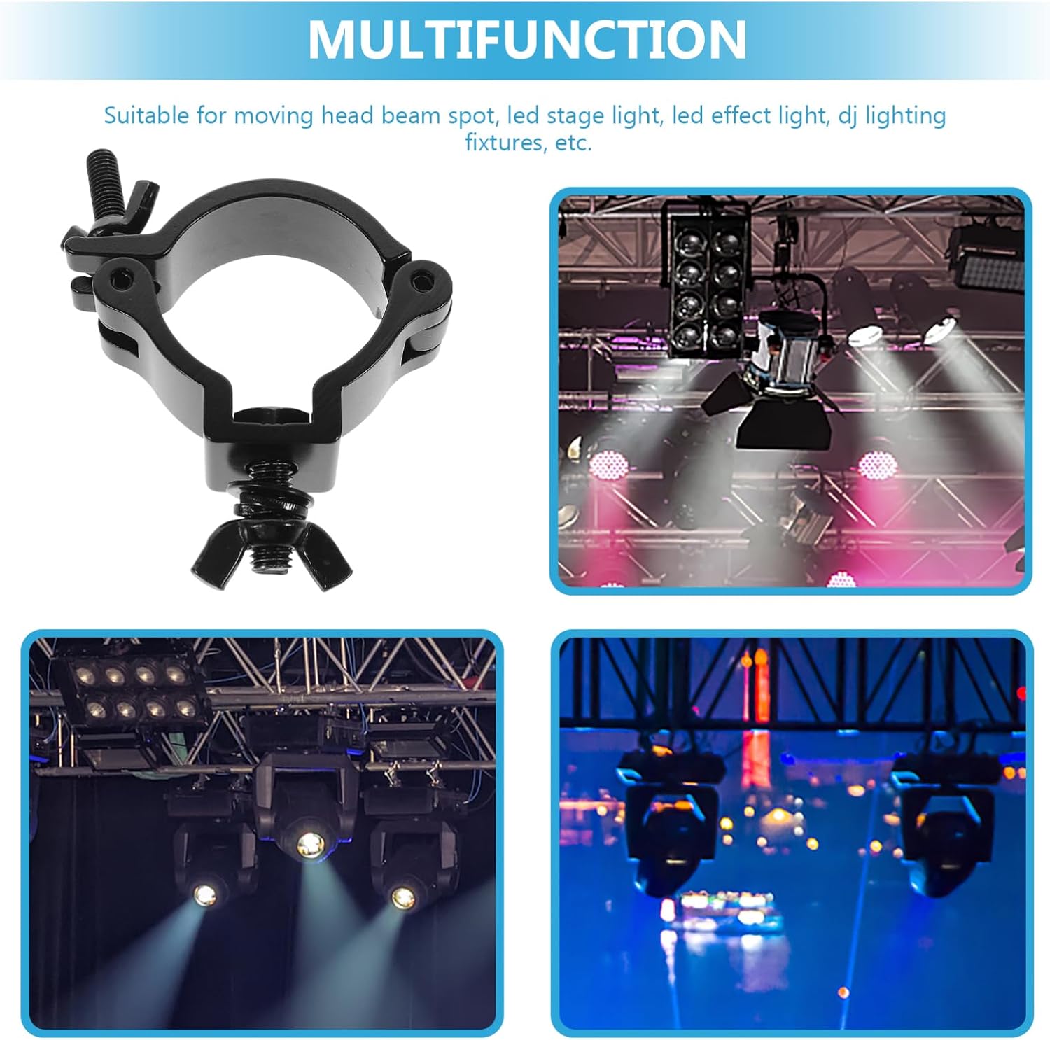 Kisangel 4Pcs O Clamp Stage Light Truss Clamps Aluminum Alloy Lighting Accessories Load Capacity Suitable for Stage Lighting Dj Uplights and Event Setup