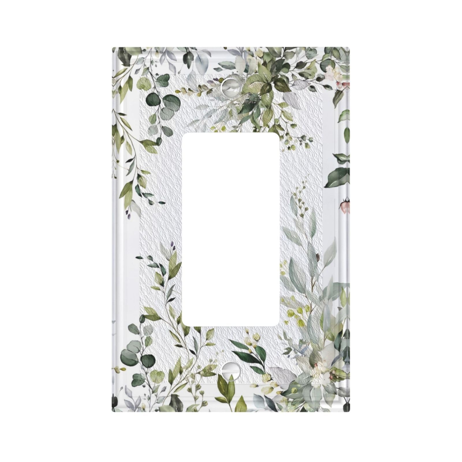 Sage Green Eucalyptus Leaves 1 Gang Single Rocker Decorative Light Switch Cover Electrical Wall Plates Farmhouse Receptacle Switchplate Faceplates for Bathroom Bedroom House