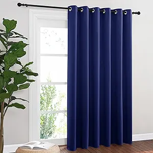 NICETOWN Sliding Glass Door Curtain Panel, Home Decoration Privacy & Noise Reducing Room Divider for Shared Apartment (Navy Blue, 80 inches x 84 inches)