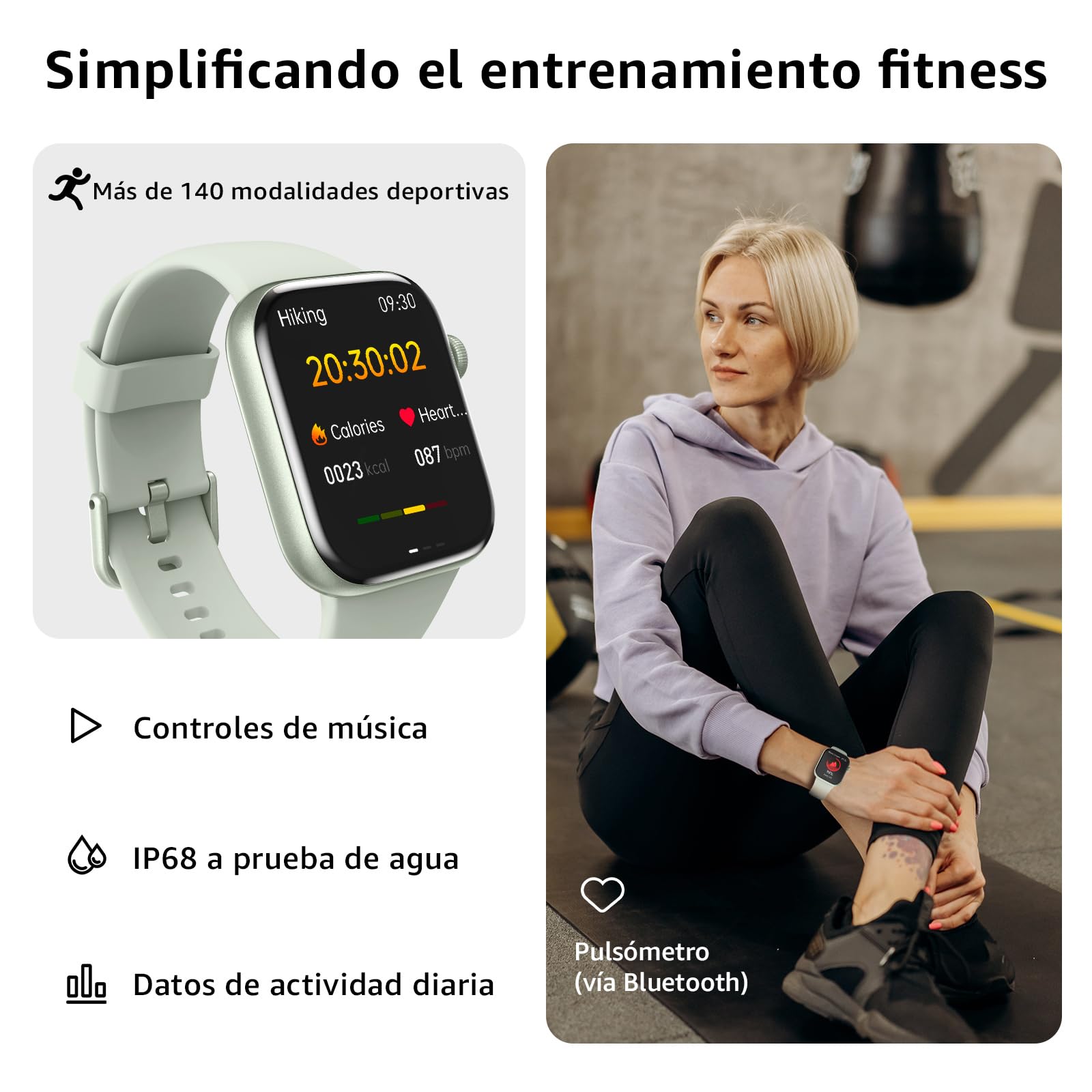 Reloj Inteligente Mujer Hombre, 1.85" Smartwatch con Llamadas Bluetooth, 140+ Modos Deportivos Smart Watch con SpO2/Pulsómetro/Monitor de Sueño/Podómetro, Impermeable IP68 Smart Watch Para Android iOS