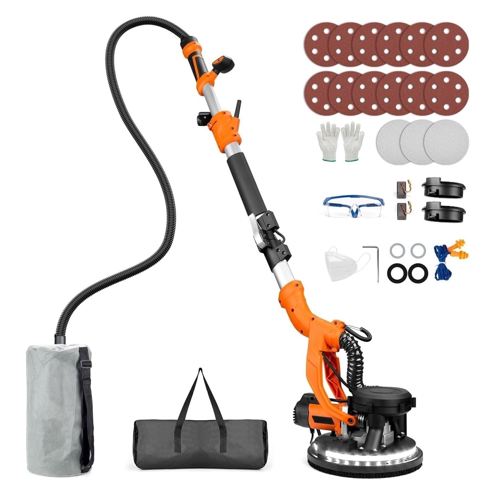 Wafohsr One Color Electric Drywall Sander Wall Grinding Machine Putty Dustless Self Suction Grinning Foldable Portable Polishing Auto Dust Powerful Motor