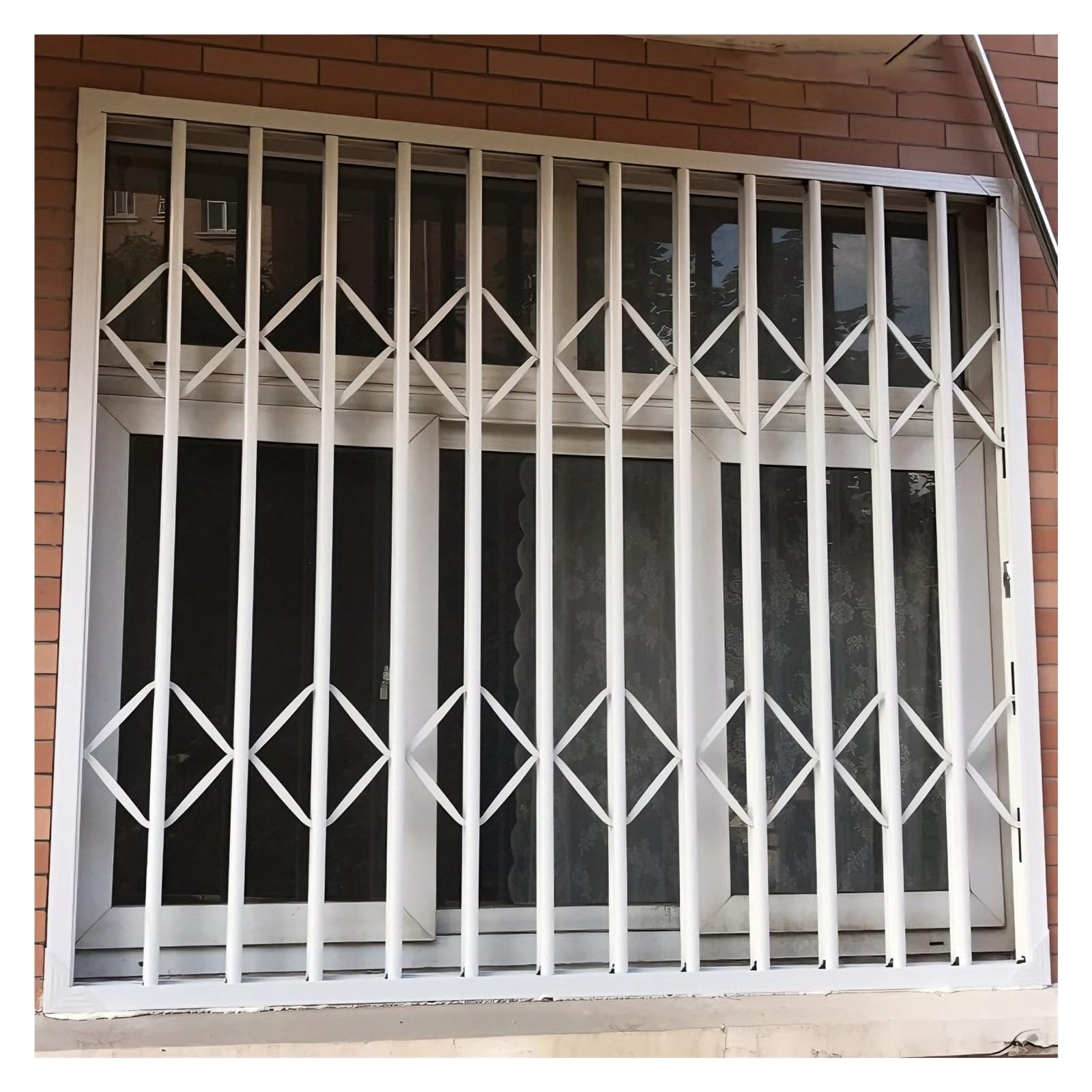 AMUFJJ Exterior Interior Window Security Grille, Household Burglar Protection Window Guardrail Enclosure Retractable, Aluminum Safety Bars(White,120x80cm (47x31))