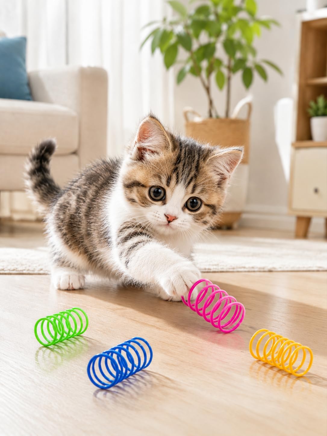 4 Pack Juguetes de Resorte en Espiral para Gatos