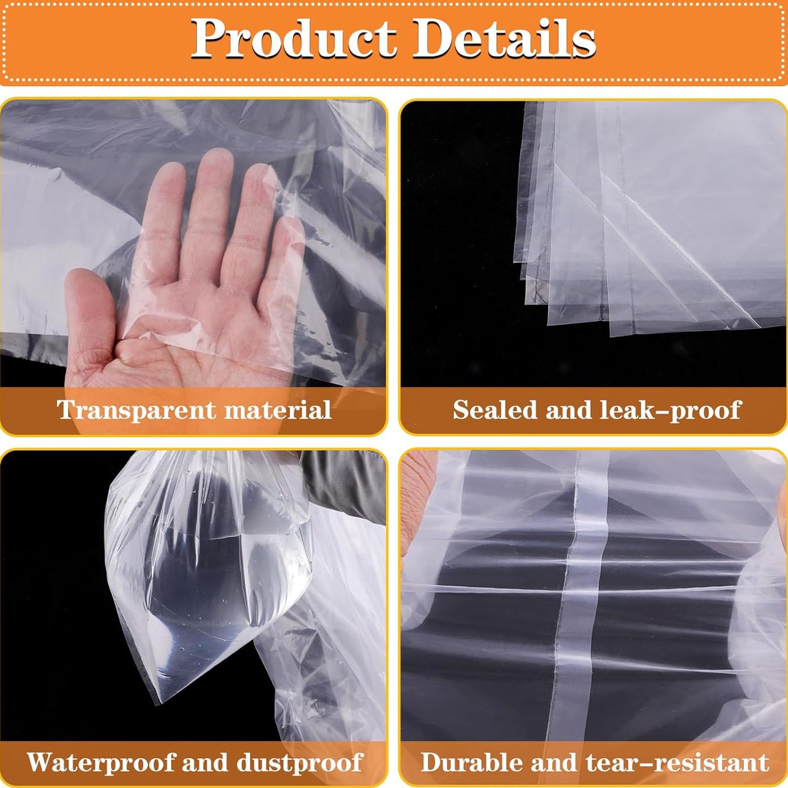 3Pcs Large Plastic Bags, 90 * 120cm Large Clear Plastic Bags, 100 * 152cm Clear Plastic Bags, Clear Bags - Image 4