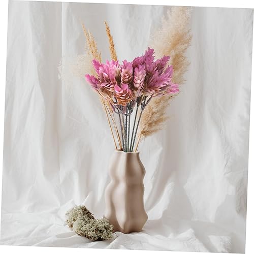 Miniatura 7 de Amosfun 5 ramas, 6 cabezas, tallos de plantas artificiales de piña, césped, decoración para oficina en casa (morado)