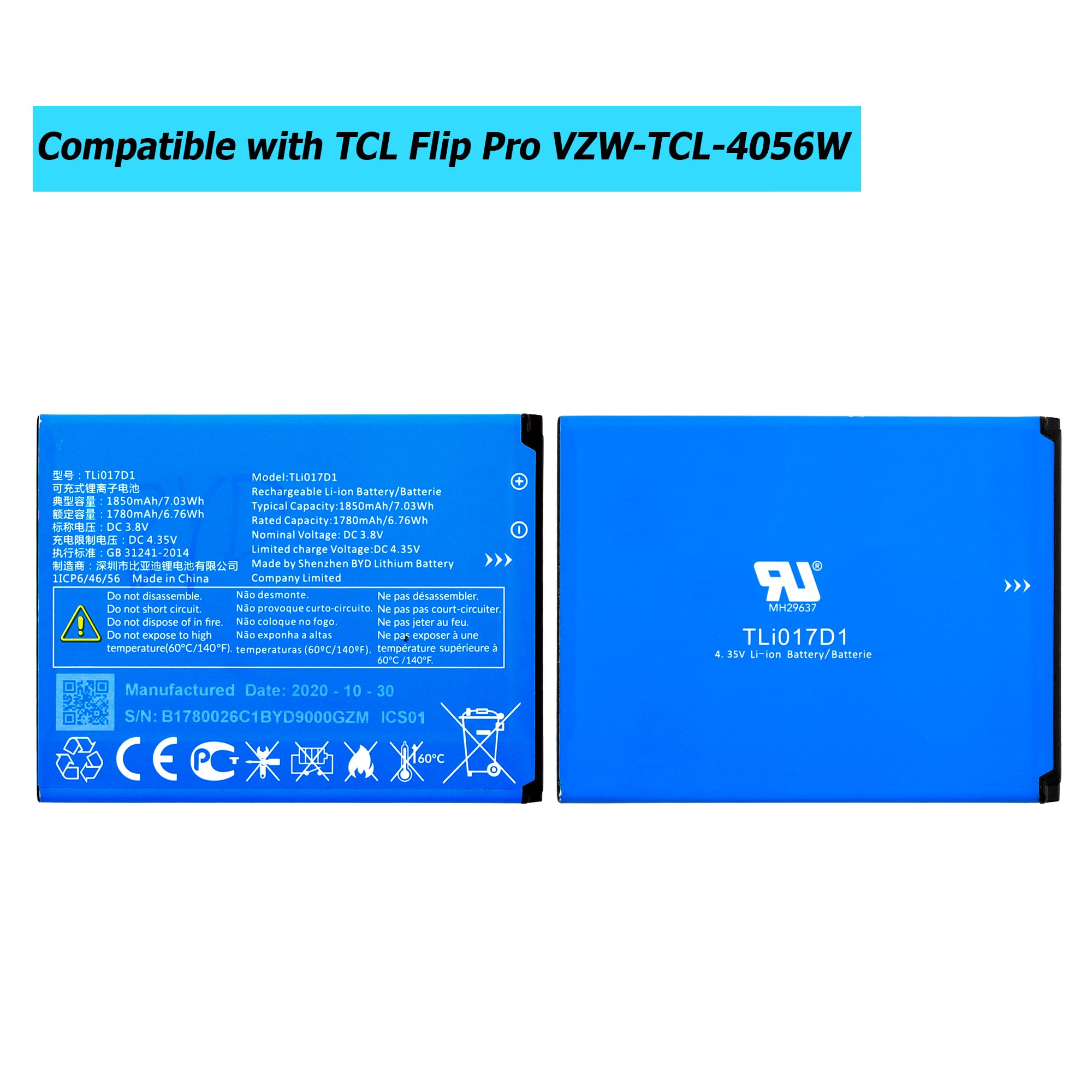 Vvsialeek TLi017D1 Replacement Battery for TCL Flip Pro VZW-TCL-4056W Phone with Specialized Toolkit.