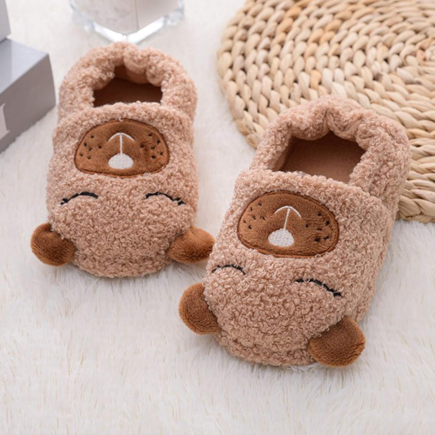 Children Girls Infant Soft-Soled Shoes Toddler Cartoon Slippers Baby Boys Toddler Tennis Shoes Size (Brown, 3-3.5Years)