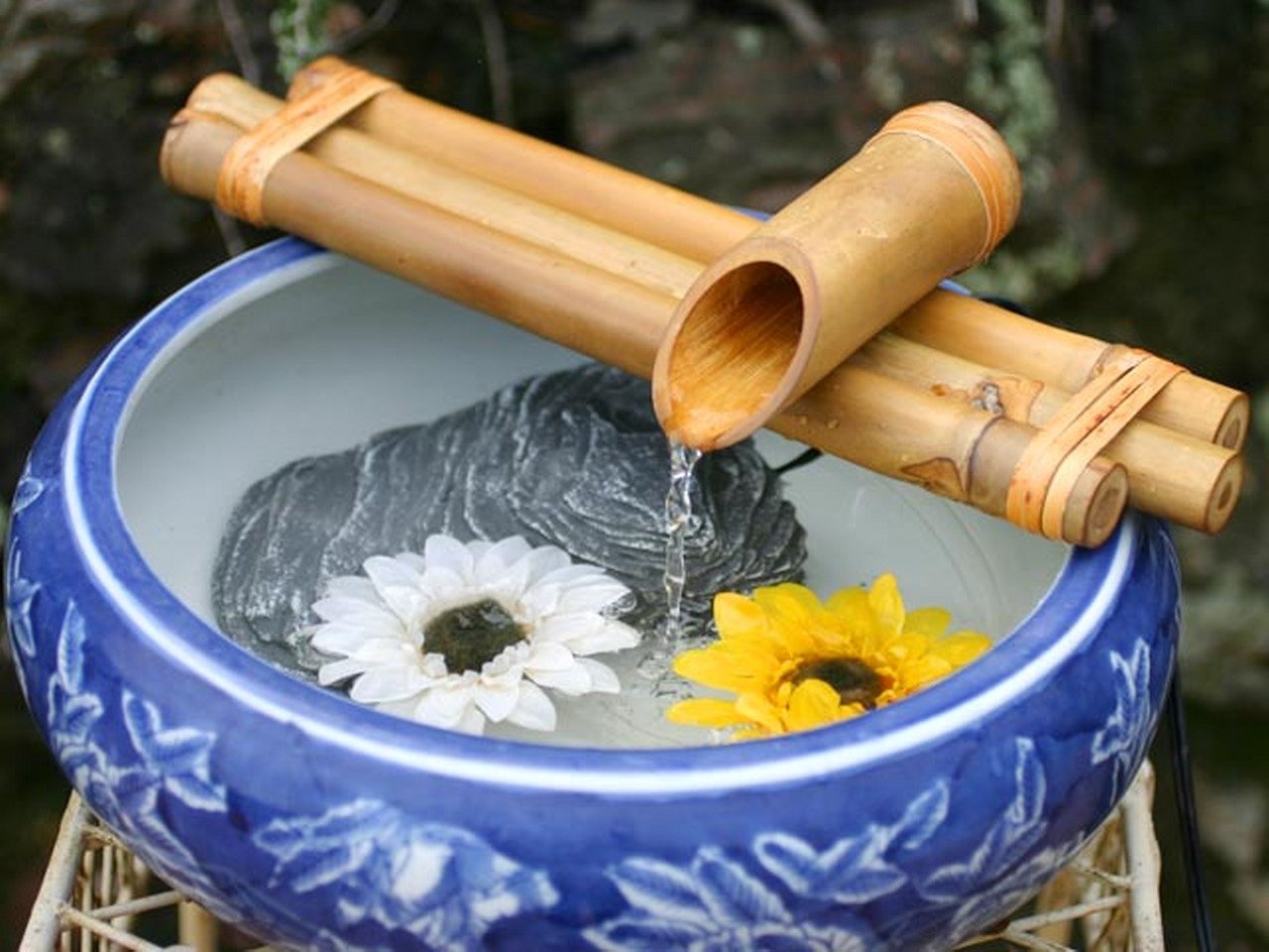 Bamboo Accents Water Fountain with Pump, Indoor/Outdoor Fountain, 12