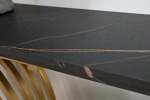 Miniatura 6 de Mesa consola de 43.3 pulgadas con patas de metal entrelazadas doradas, mesa de entrada decorativa negra y dorada, 43.31 x 11.69 x 31.5 pulgadas,
