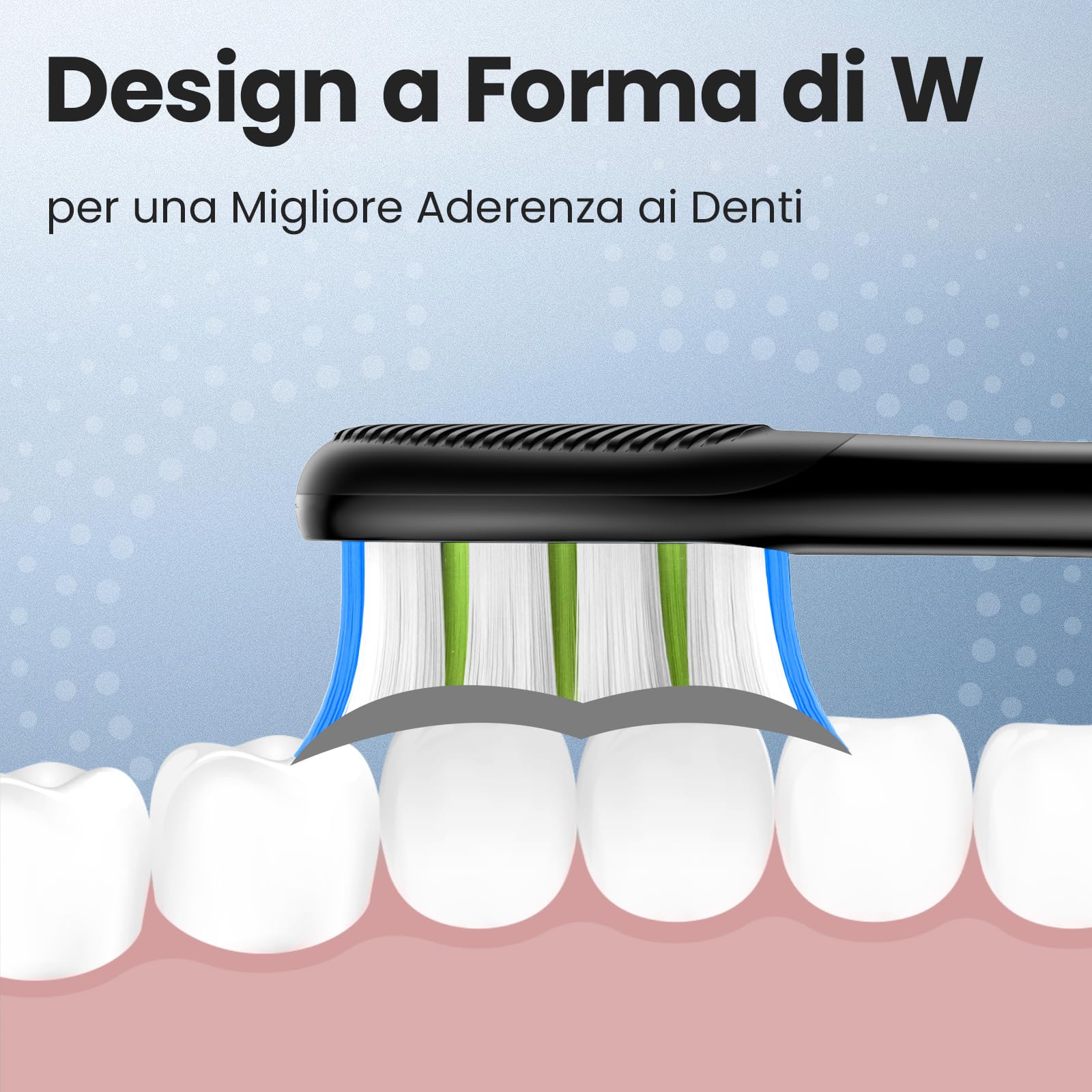 Oclean Testine di Ricambio Professional Clean B06, Adpt per tutte le spazzole elettriche oceaniche per adulti, Setole DuPont ™ certificate dalla FDA, Testa a pennello a forma di W, 6 Pezzi, Nero
