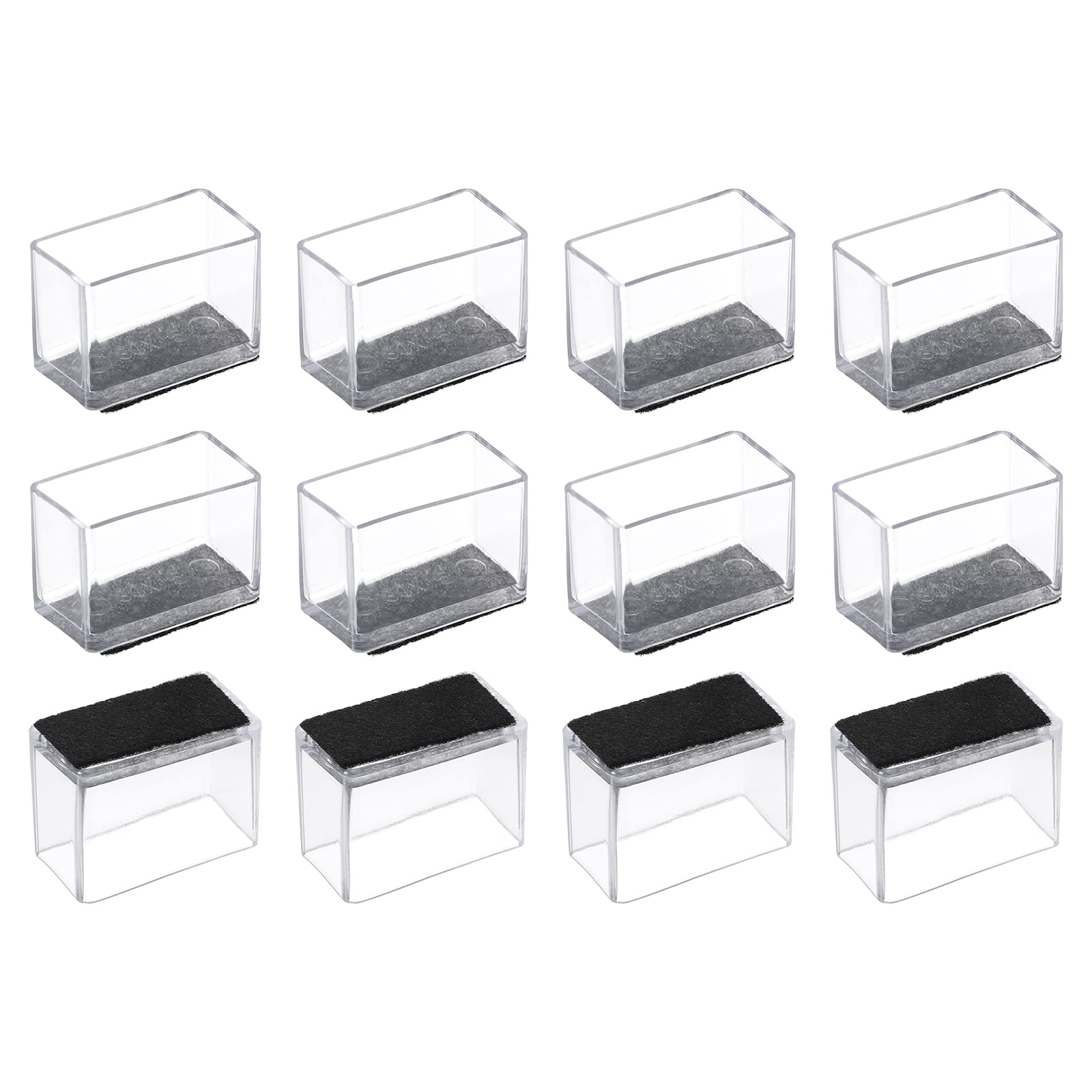 Protectores de suelo para patas de silla uxcell de PVC rectangulares transparentes de 15x30 mm